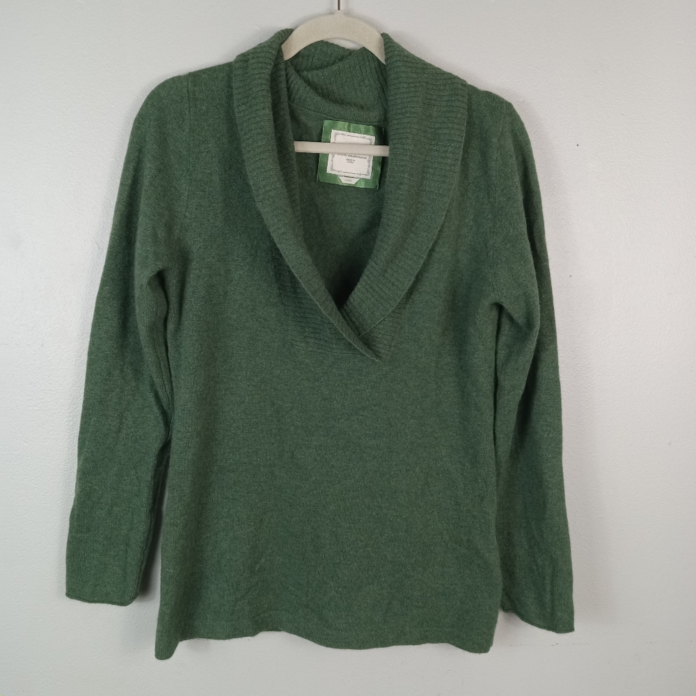 Old Navy Shawl Collar Sweater Womens Large Green 100% Cashmere Cozy Minimalist